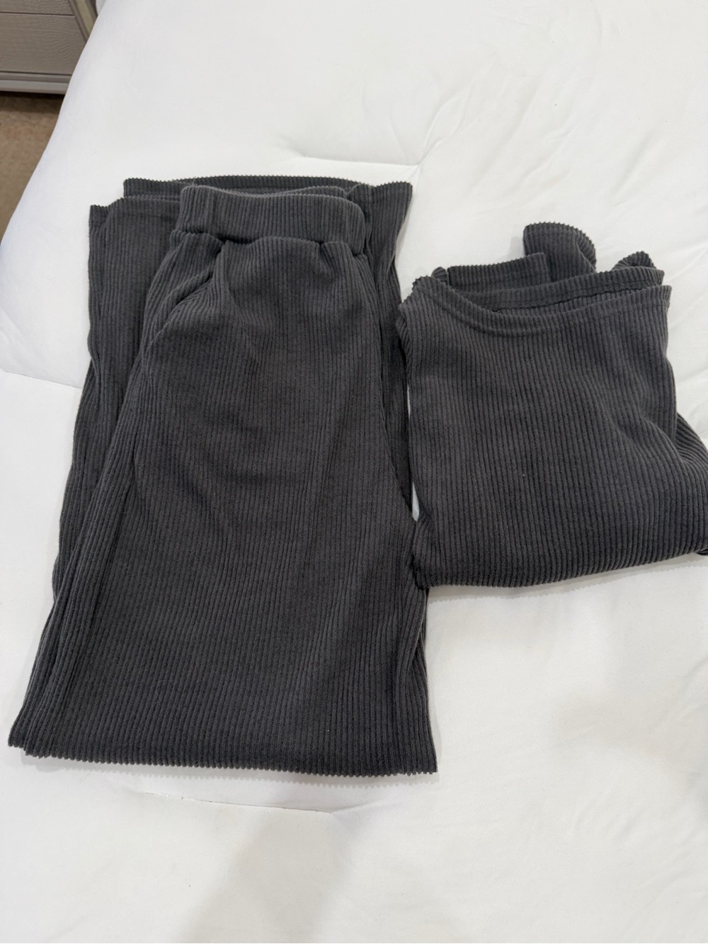 Boot Cut Rib Knit Pants in Dark Charcoal